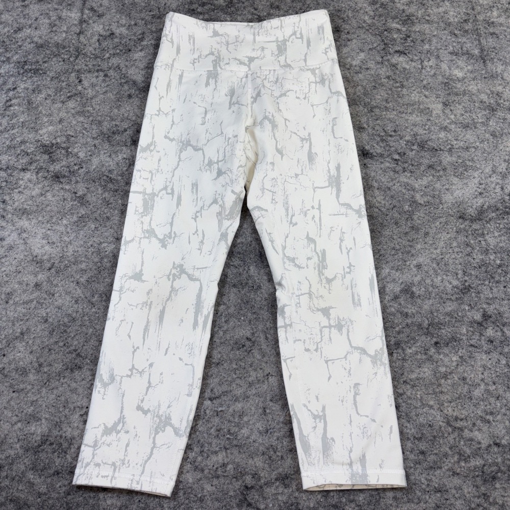 Zobha Capri‎ High Rise Leggings Women's Small White & Gray Marble Yoga Pilates